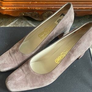 Salvatore Ferragamo Brown Suede Heels Classic Elegance